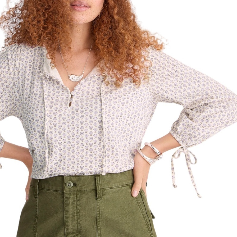 New with tags J.CREW Broken-in jersey button-front top in floral Size: Small - Picture 8 of 8